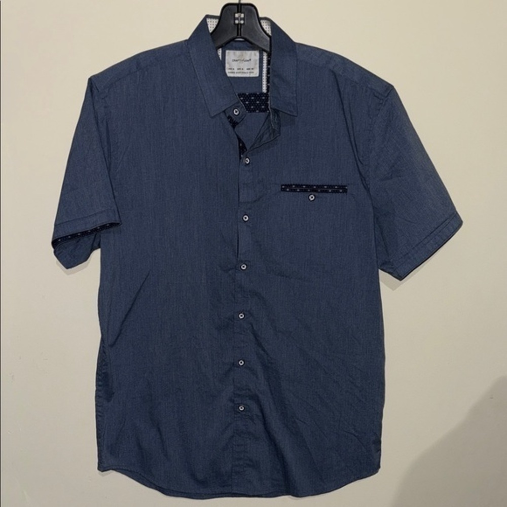 Craft + Flow Casual Navy Button Down Shirt for Men